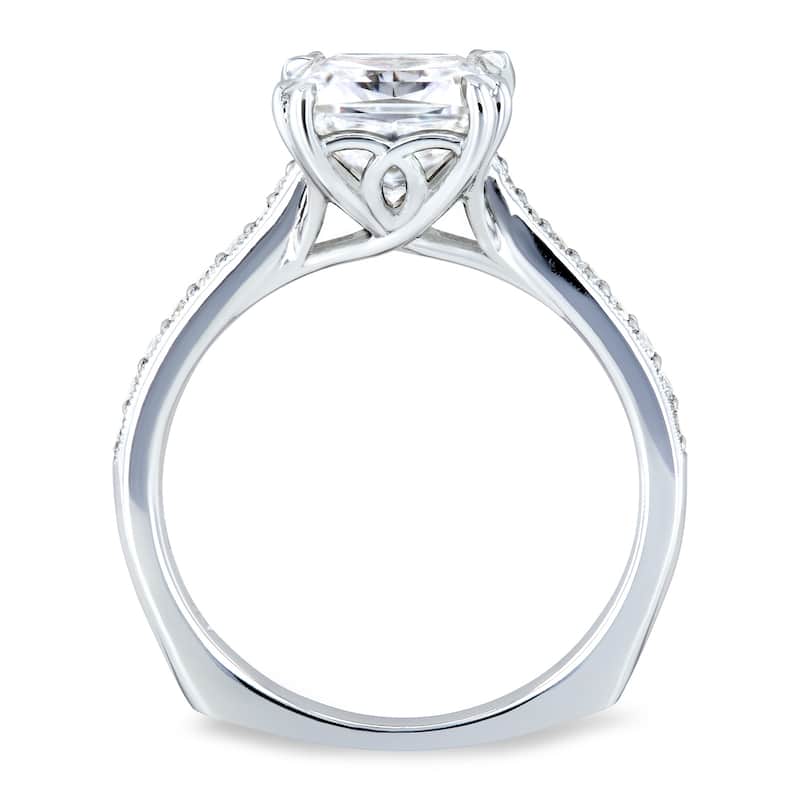 Annello by Kobelli 14k Gold 2 1/10ct TGW Princess Moissanite and Diamond Square Shank Trellis Engagement Ring