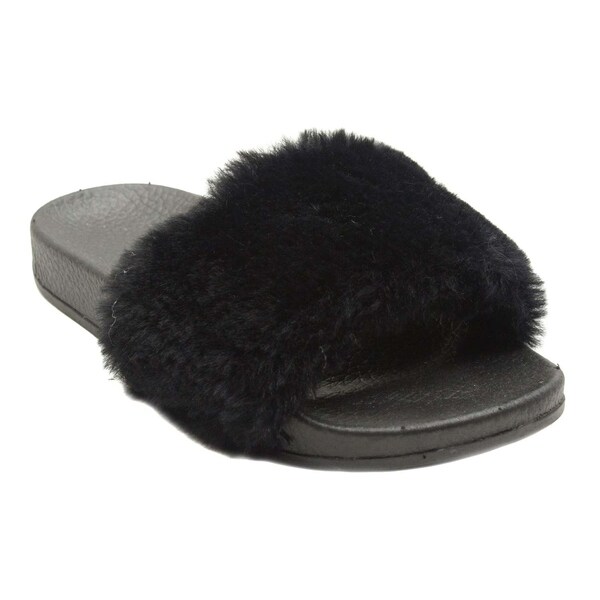 faux fur sandals