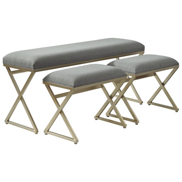 Shop Emanita Contemporary Gray Accent Bench Set of 3 Overstock