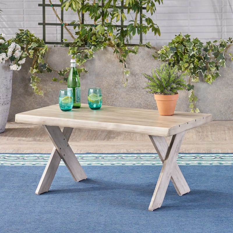Eaglewood Outdoor Acacia Wood Coffee Table by Christopher Knight Home - Grey