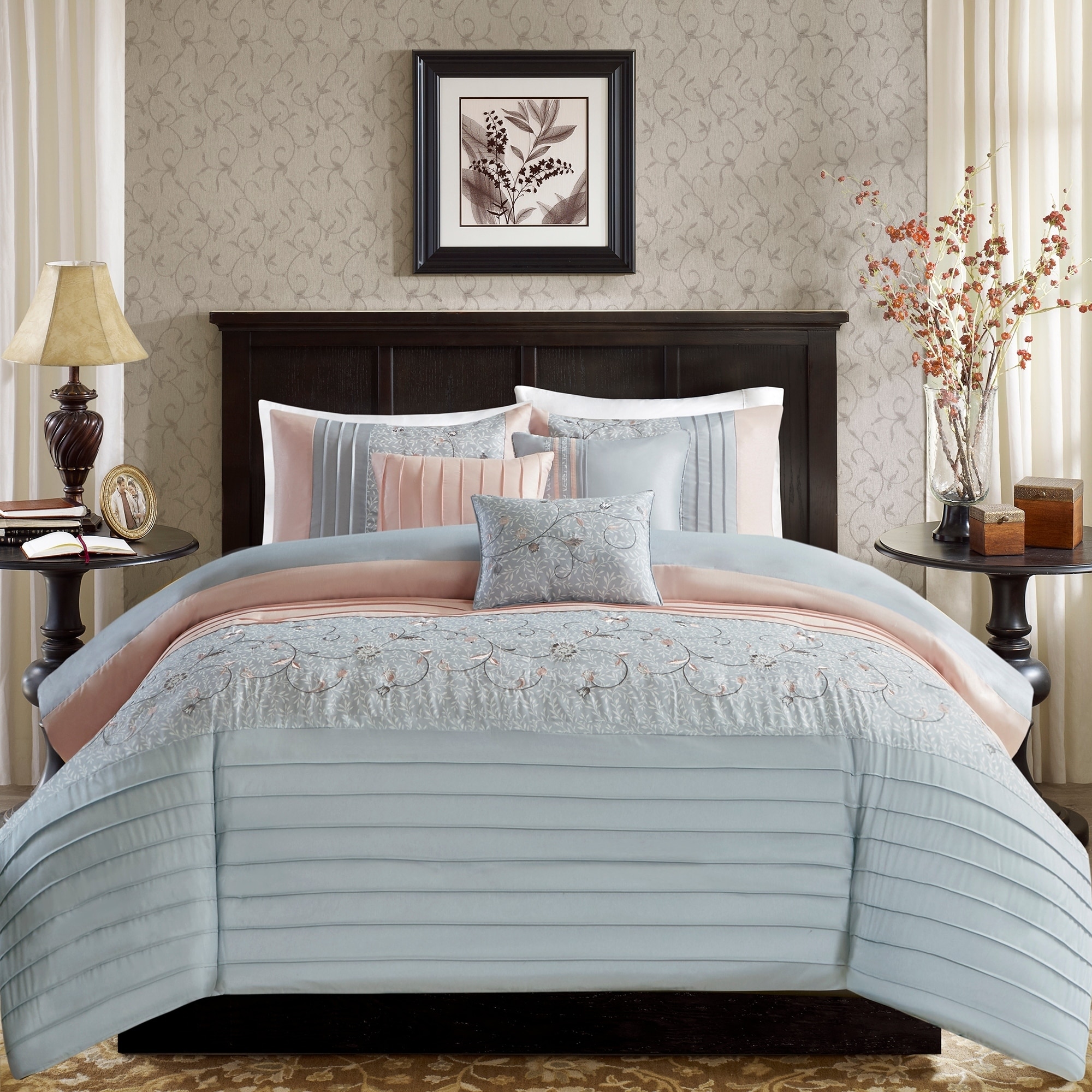 Shop Madison Park Belle Blush Embroidered 6 Piece Duvet Cover Set