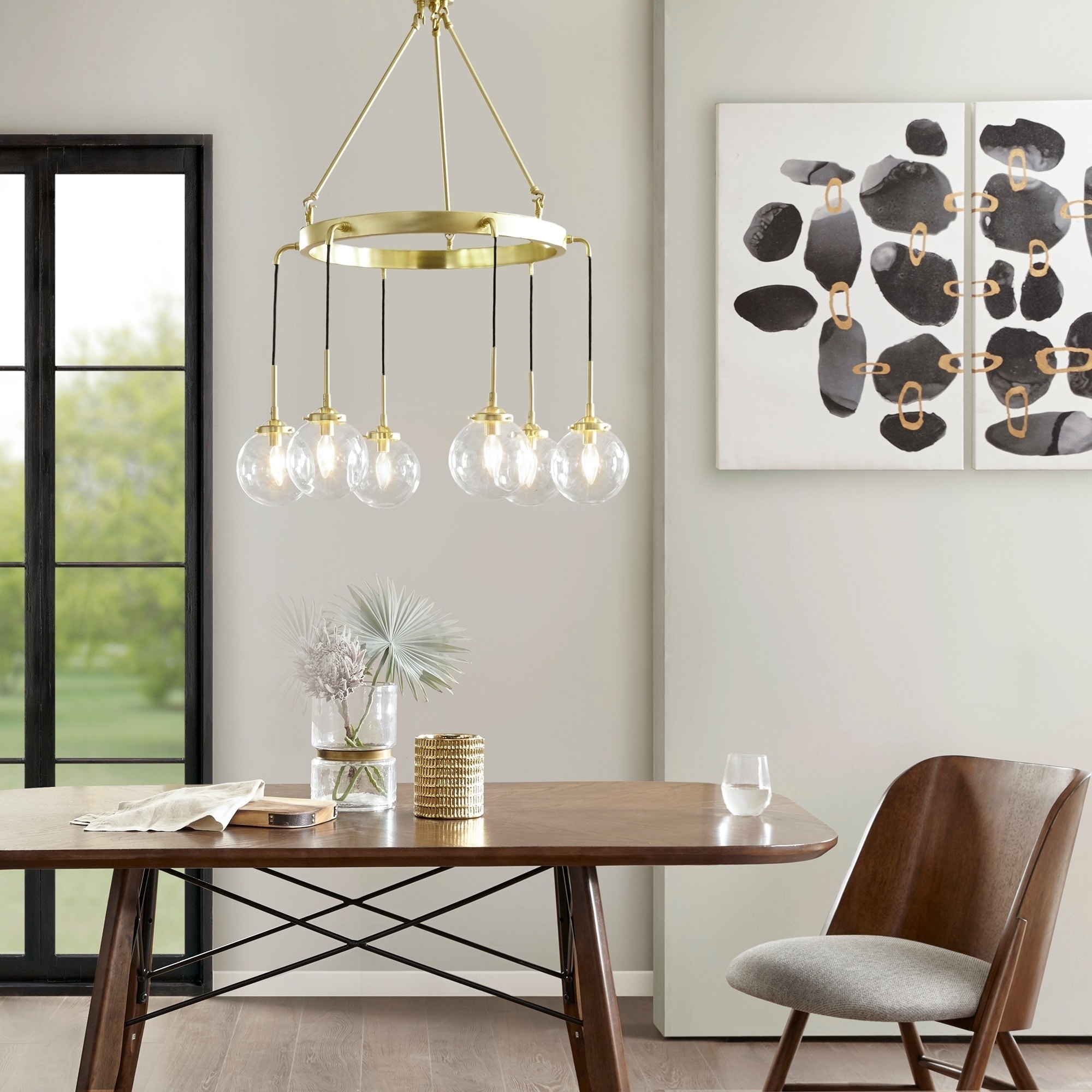 INK IVY Clive 6-Light Gold Wagen Wheel Chandelier - Chandeliers For Bedrooms by Overstock.com