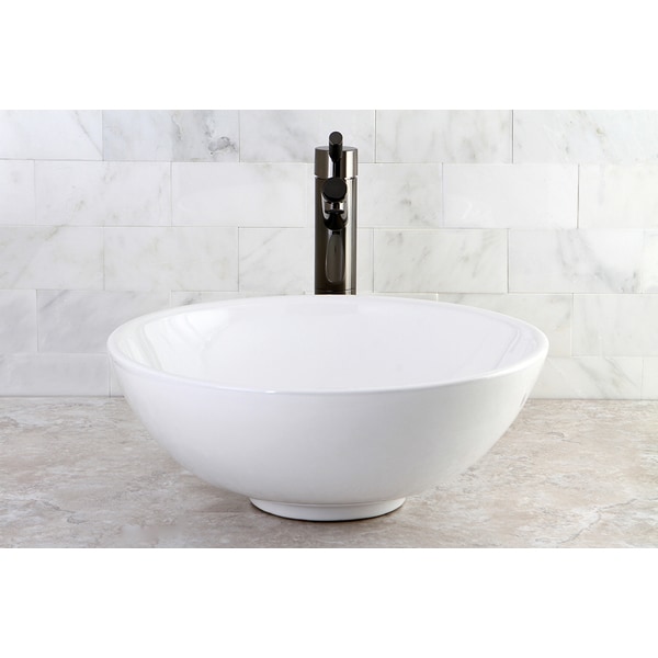 Shop Round Vitreous China Above-Counter Vessel Sink - Free Shipping ...