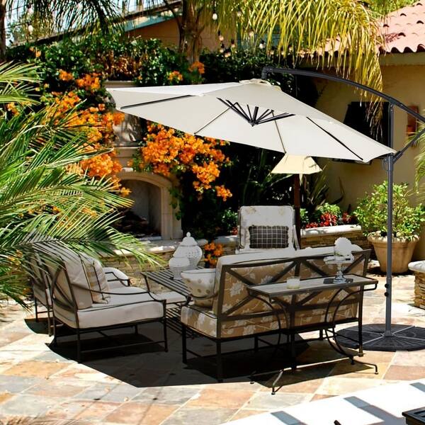 Shop 10 Feet Cantilever Patio Umbrella Cantilever Offset Beach Umbrellas Outdoor Uv Resistant Polyester 8 Steel Ribs Overstock 20765958