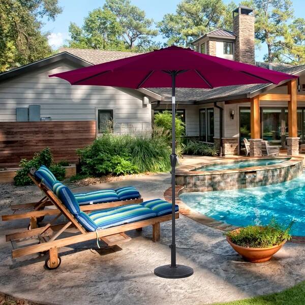 Shop Black Friday Deals On 9 Ft Steel Patio Umbrella With Tilt Crank Uv Resistant Canopy Burgundy Overstock 20765961