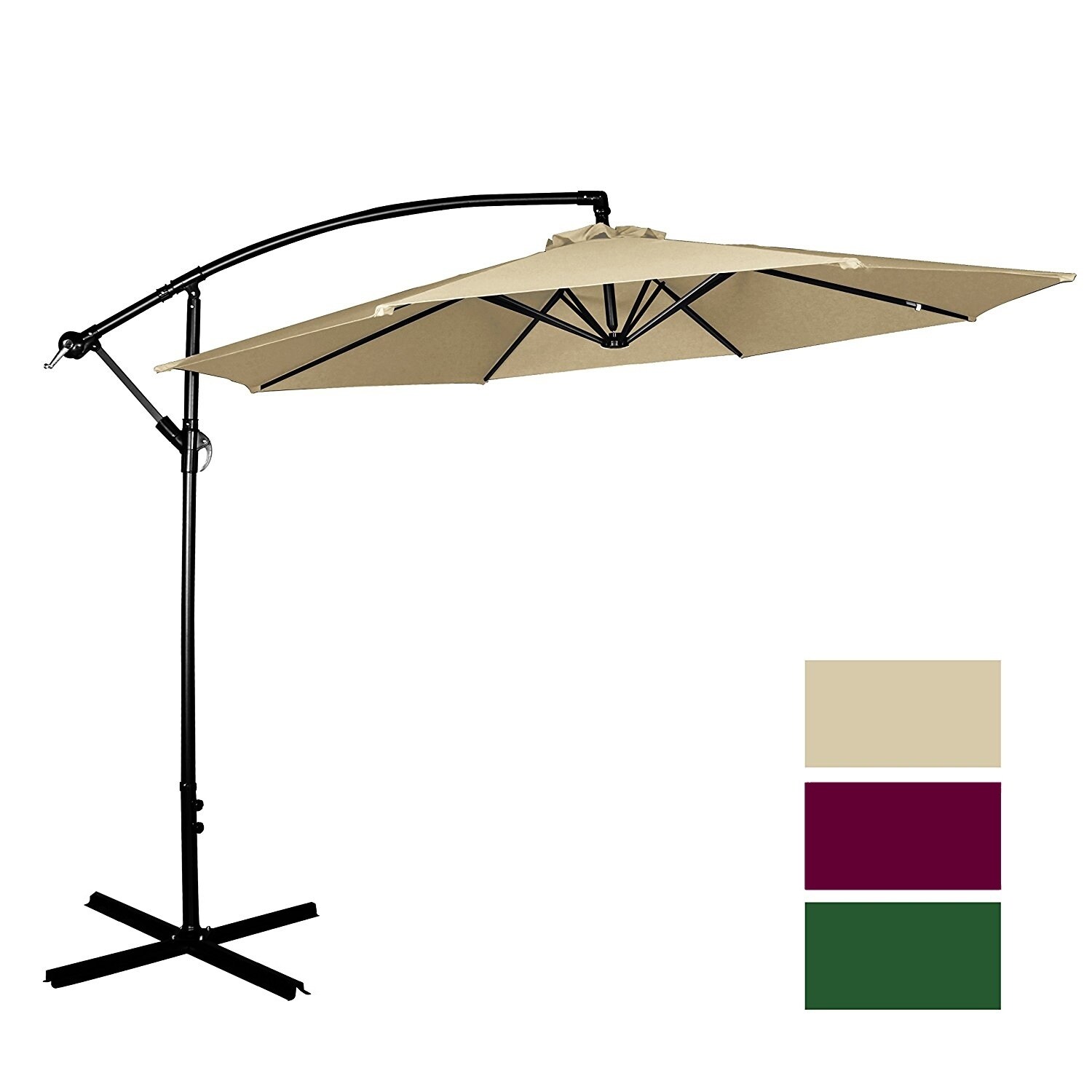 Shop 10 Feet Cantilever Patio Umbrella Offset Beach Umbrella Outdoor Uv Resistant Polyester 8 Steel Ribs Tan Free Shipping Today Overstock 20765964