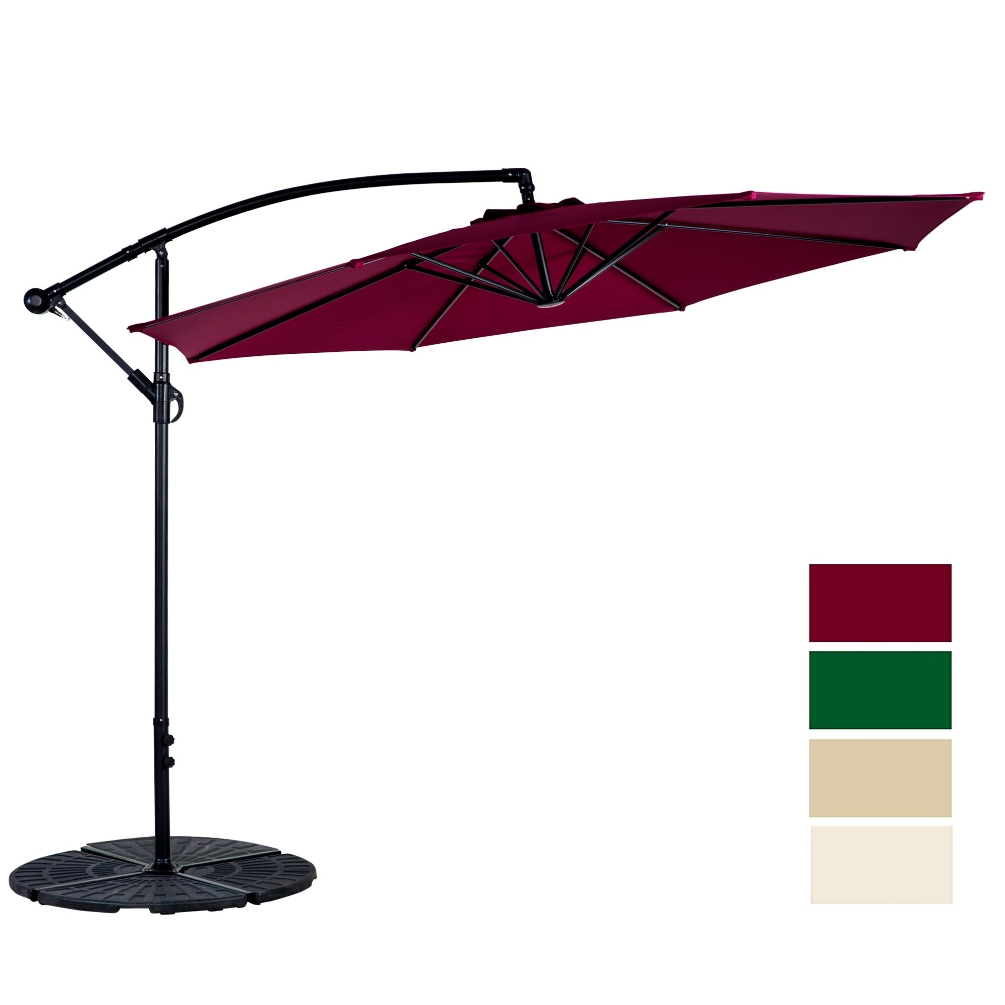 Shop Black Friday Deals On 10 Feet Beach Umbrella Uv Resistant Polyester 8 Steel Ribs Hanging Offset Patio W T Umbrella Outdoor Burgundy Overstock 20765982