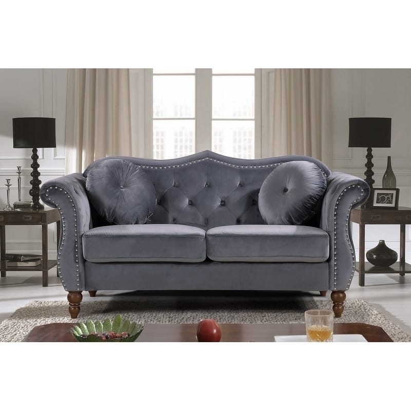 US Pride Furniture Anna Crushed Velvet Chesterfield Loveseat