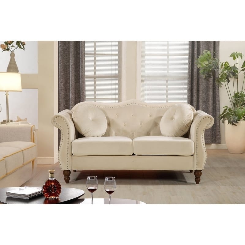 US Pride Furniture Anna Crushed Velvet Chesterfield Loveseat