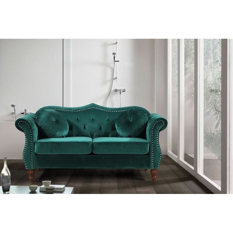 US Pride Furniture Anna Crushed Velvet Chesterfield Loveseat