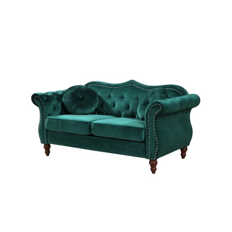 US Pride Furniture Anna Crushed Velvet Chesterfield Loveseat - Green