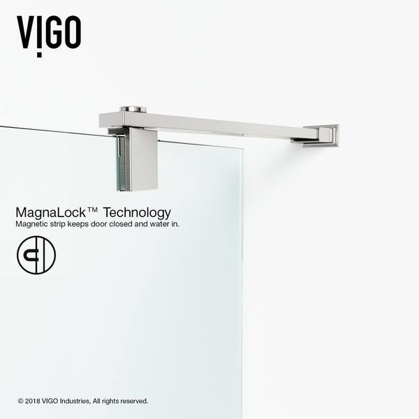 Shop Vigo Cameo Clear 36 Inch Adjustable Frameless Pivot Shower