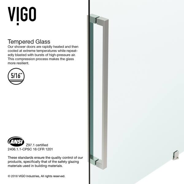 Shop Vigo Cameo Clear 36 Inch Adjustable Frameless Pivot Shower