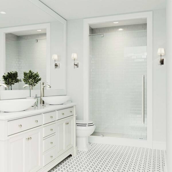 Shop Vigo Cameo Clear 36 Inch Adjustable Frameless Pivot Shower
