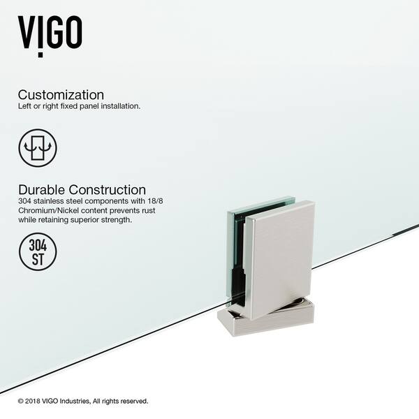 Shop Vigo Cameo Clear 36 Inch Adjustable Frameless Pivot Shower