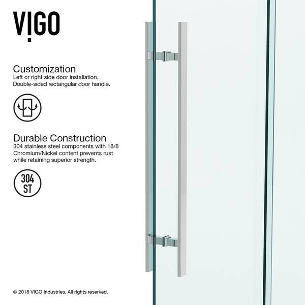 Shop Vigo Rochelle 48 Inch Adjustable Frameless Hinged Shower Door