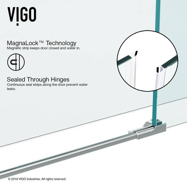Shop Vigo Rochelle 48 Inch Adjustable Frameless Hinged Shower Door