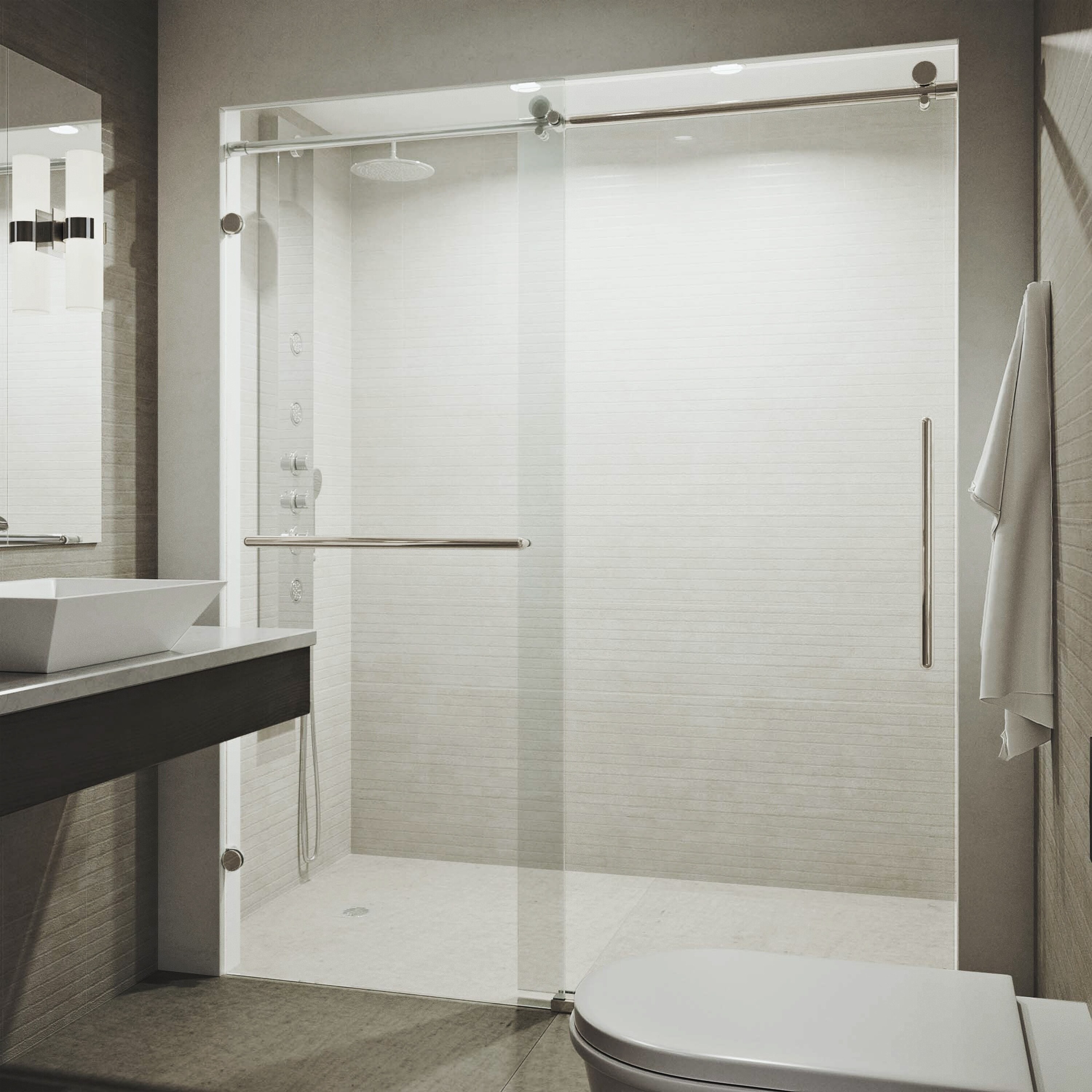 Shop Vigo Ferrara Clear 60 Inch Adjustable Frameless Sliding