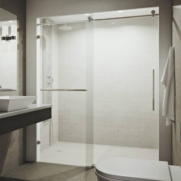Shop Vigo Ferrara Clear 60 Inch Adjustable Frameless Sliding
