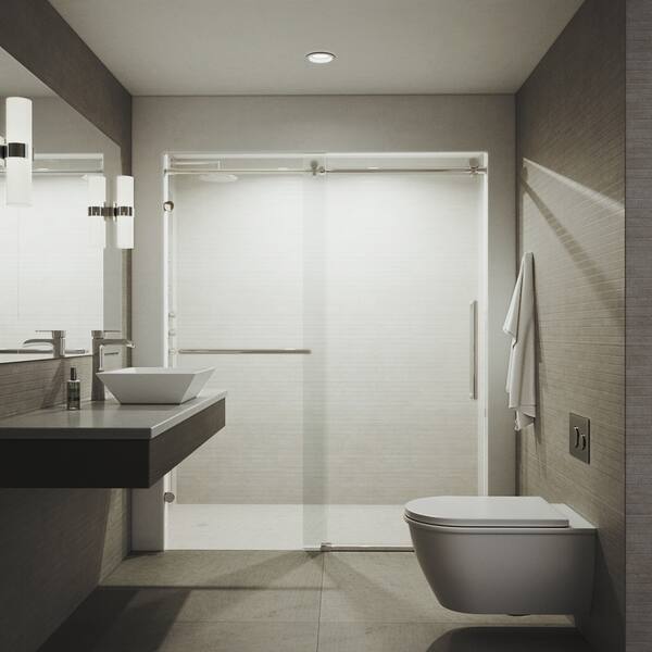 Shop Vigo Ferrara Clear 60 Inch Adjustable Frameless Sliding