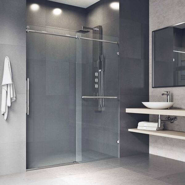 Shop Vigo Ferrara Clear 60 Inch Adjustable Frameless Sliding