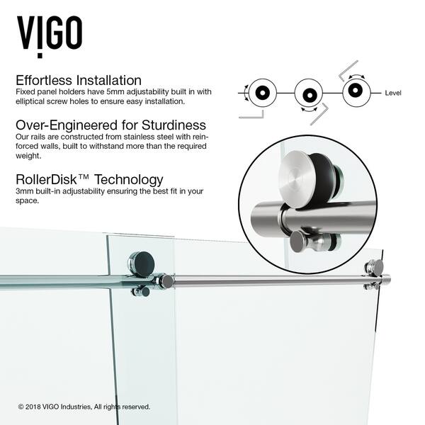 Shop Vigo Ferrara Clear 60 Inch Adjustable Frameless Sliding