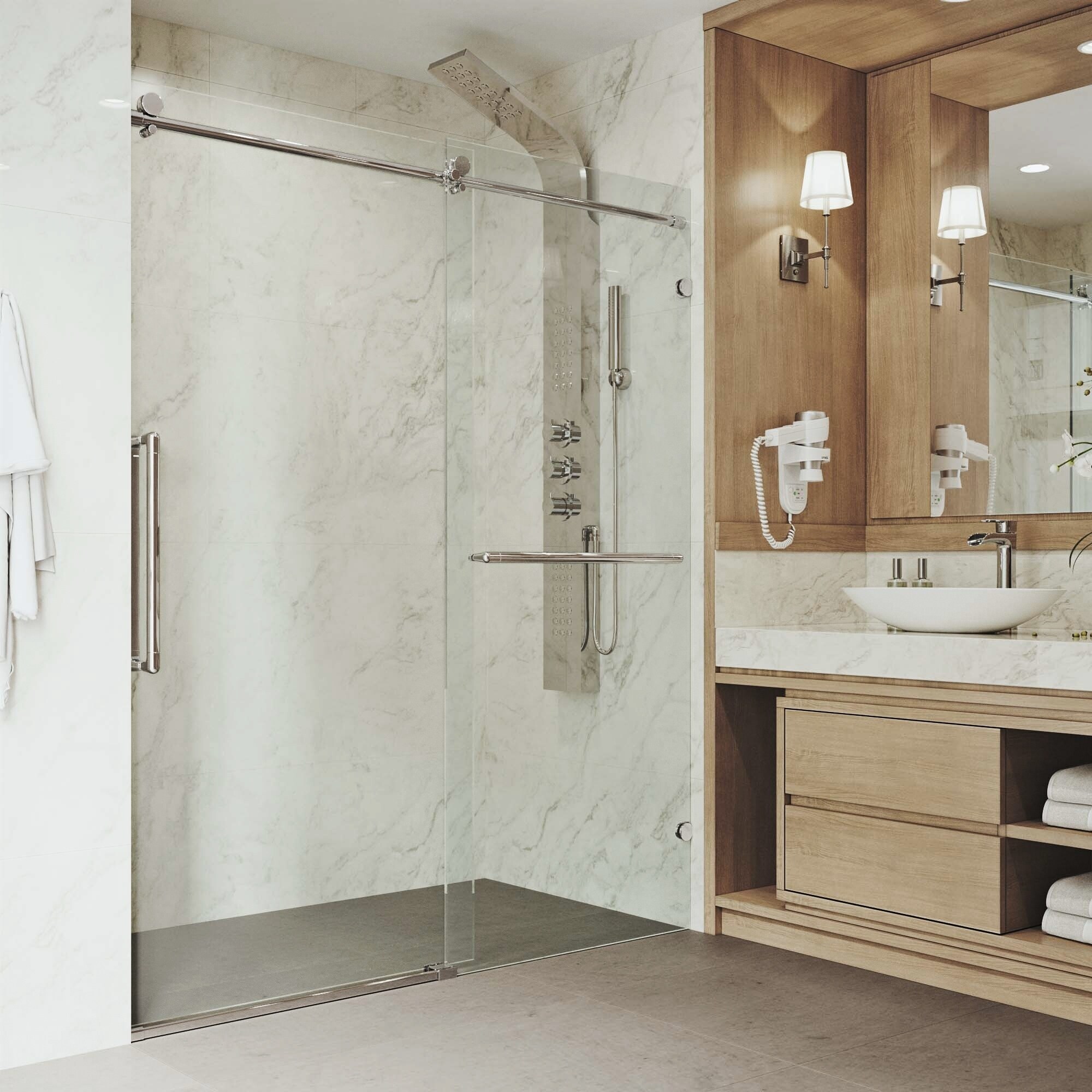 Shop Vigo Ferrara Clear 60 Inch Adjustable Frameless Sliding