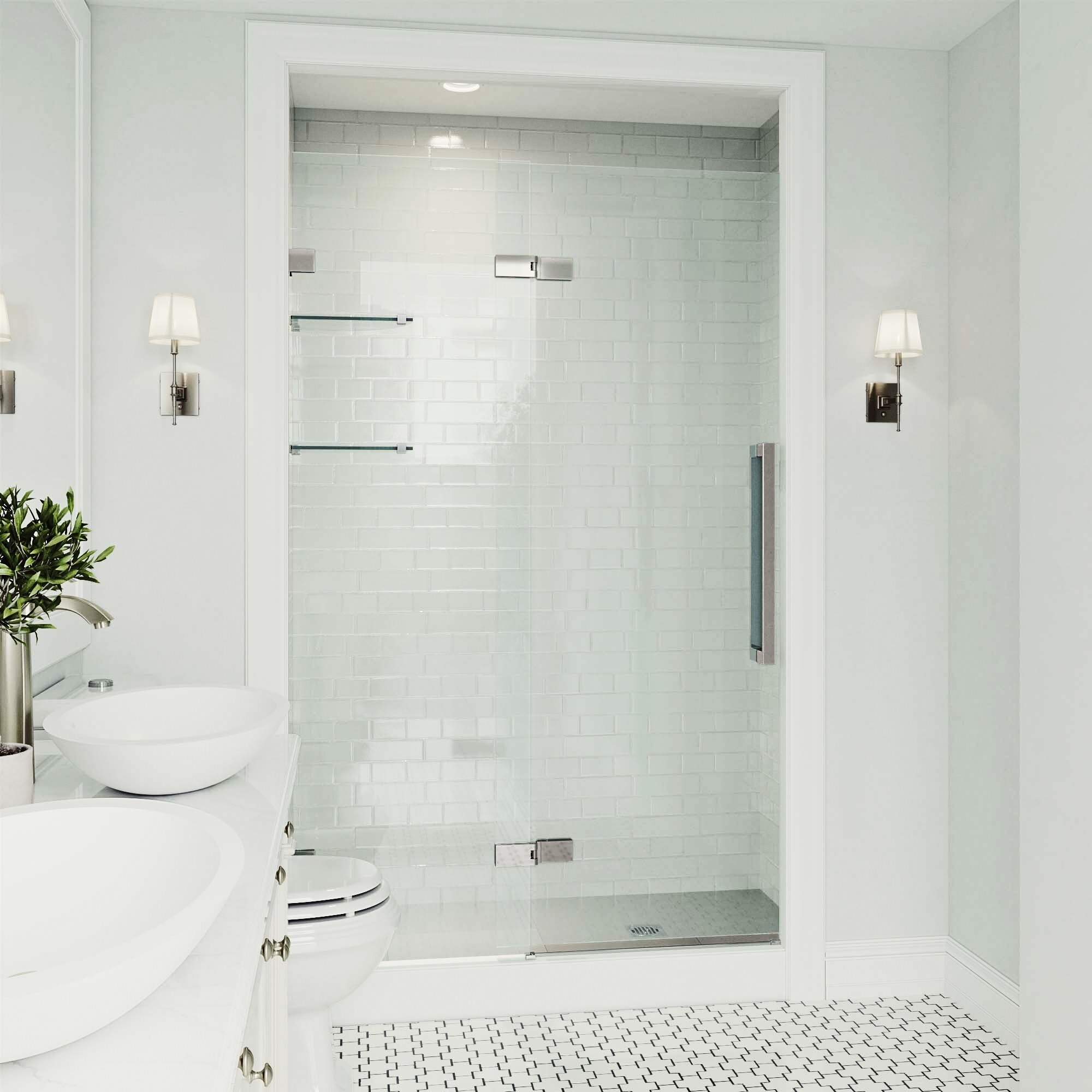 Shop Vigo Powell Clear 48 Inch Adjustable Frameless Hinged Shower