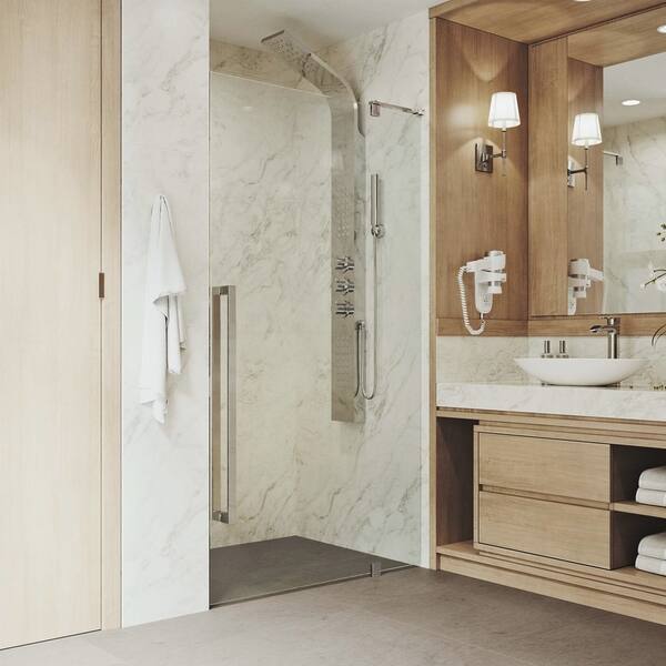 Shop Vigo Cameo Clear 42 Inch Adjustable Frameless Pivot Shower