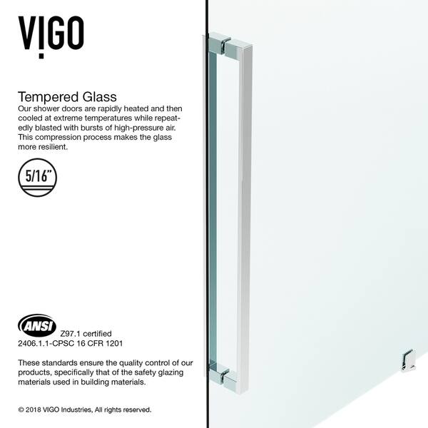Shop Vigo Cameo Clear 42 Inch Adjustable Frameless Pivot Shower