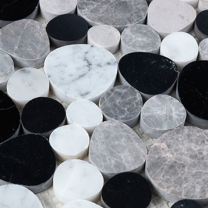 Decorative Accent 12x12-inch Tile in Black Pebble - 12x12