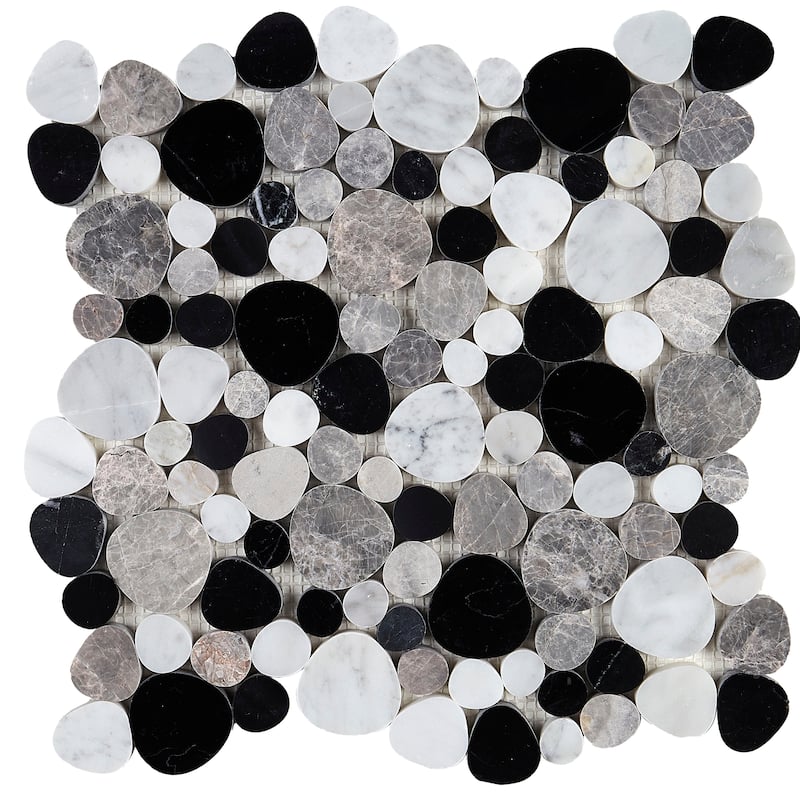 Decorative Accent 12x12-inch Tile in Black Pebble - 12x12