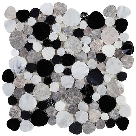 Decorative Accent 12x12-inch Tile in Black Pebble - 12x12