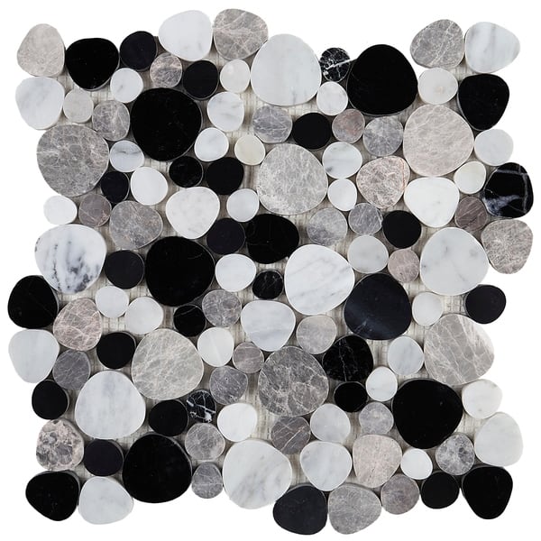 Decorative Accent 12x12-inch Tile in Black Pebble - 12x12 - Bed Bath ...