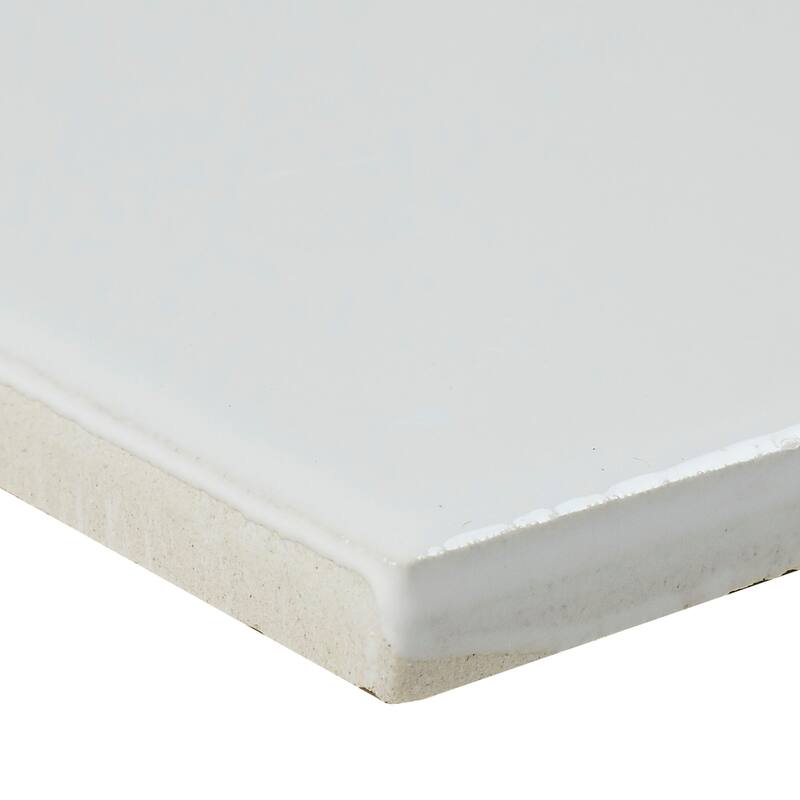 Classic Ceramic 3x6-inch Bullnose 6-inch side in White - 3x6