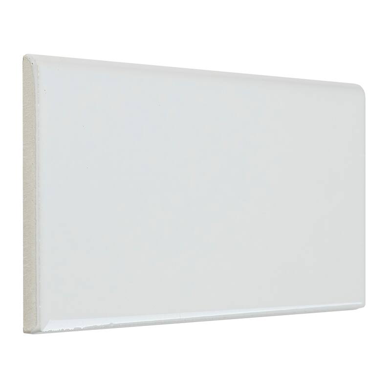Classic Ceramic 3x6-inch Bullnose 6-inch side in White - 3x6