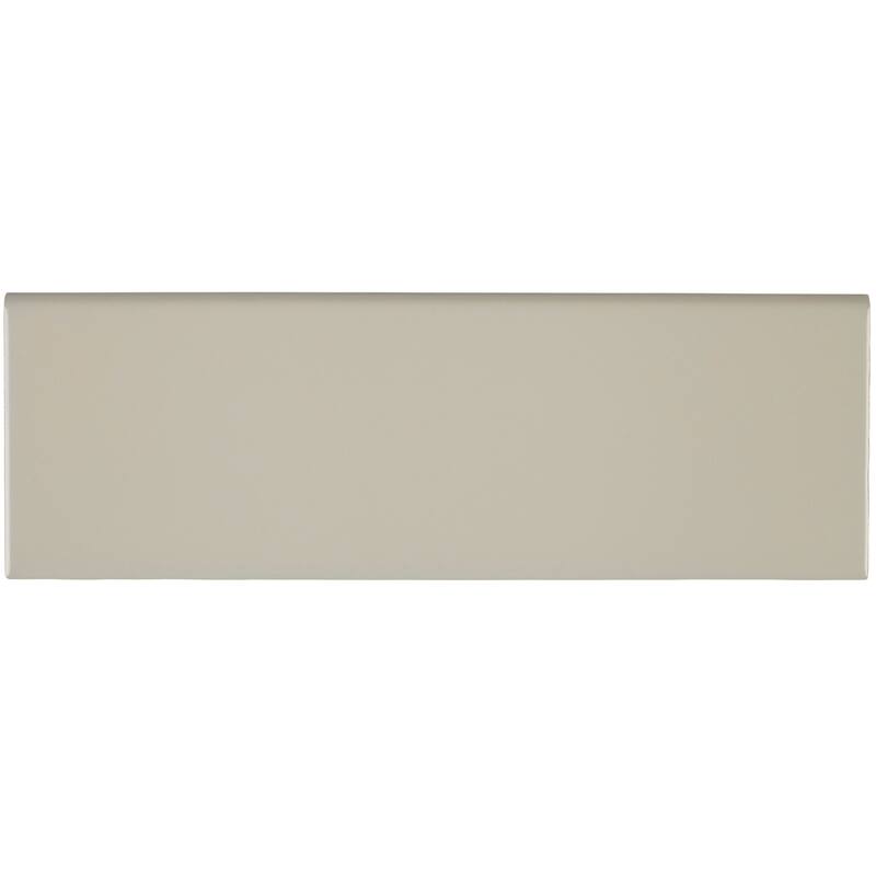 Sophisticated 4x12-inch Glazed Ceramic Bullnose 12-inch side in Matte Urban Putty - 4x12