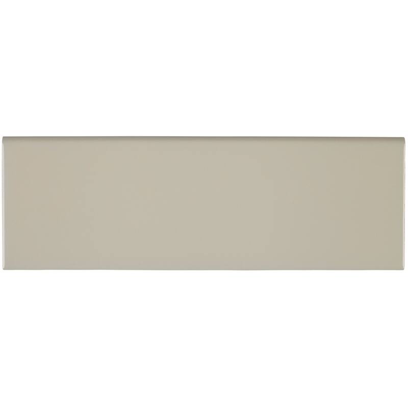 Sophisticated 4x12-inch Glazed Ceramic Bullnose 12-inch side in Matte Urban Putty - 4x12