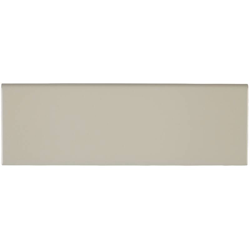 Sophisticated 4x12-inch Glazed Ceramic Bullnose 12-inch side in Matte Urban Putty - 4x12