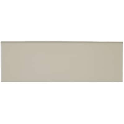 Sophisticated 4x12-inch Glazed Ceramic Bullnose 12-inch side in Matte Urban Putty - 4x12