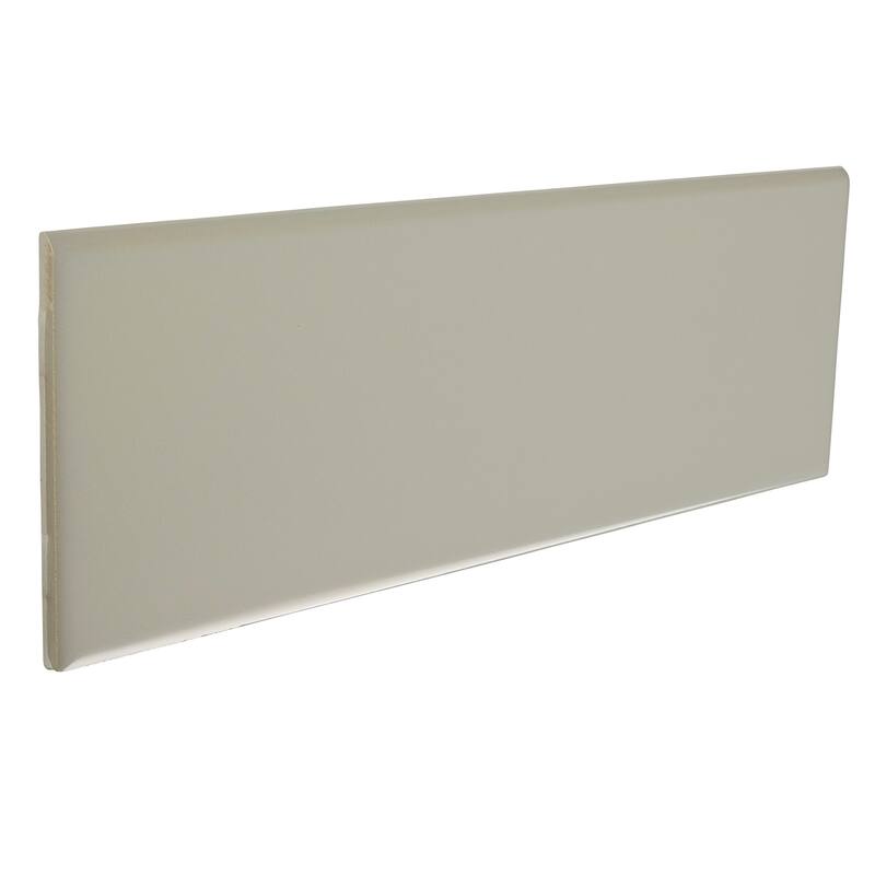 Sophisticated 4x12-inch Glazed Ceramic Bullnose 12-inch side in Matte Urban Putty - 4x12