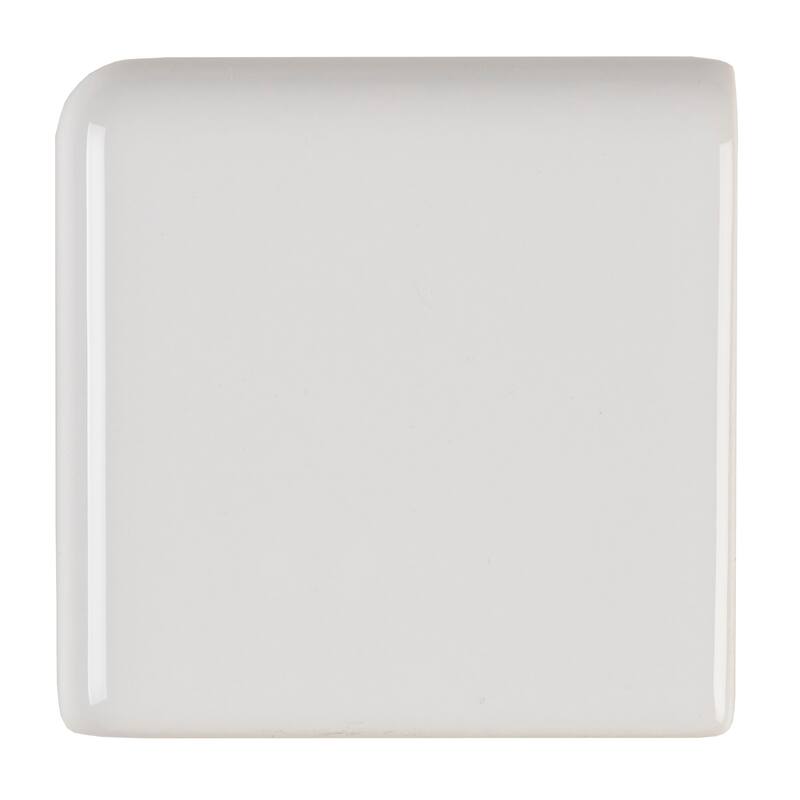 Sophisticated 2x2-inch Glazed Ceramic Bullnose Corner in Arctic White - 2x2