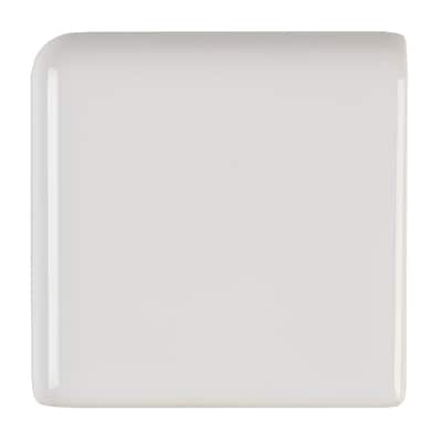 Sophisticated 2x2-inch Glazed Ceramic Bullnose Corner in Arctic White - 2x2