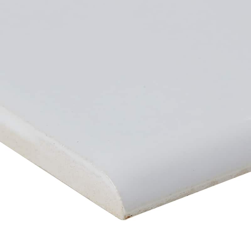 Sophisticated 4x8-inch Glazed Ceramic Bullnose in Arctic White - 4x8
