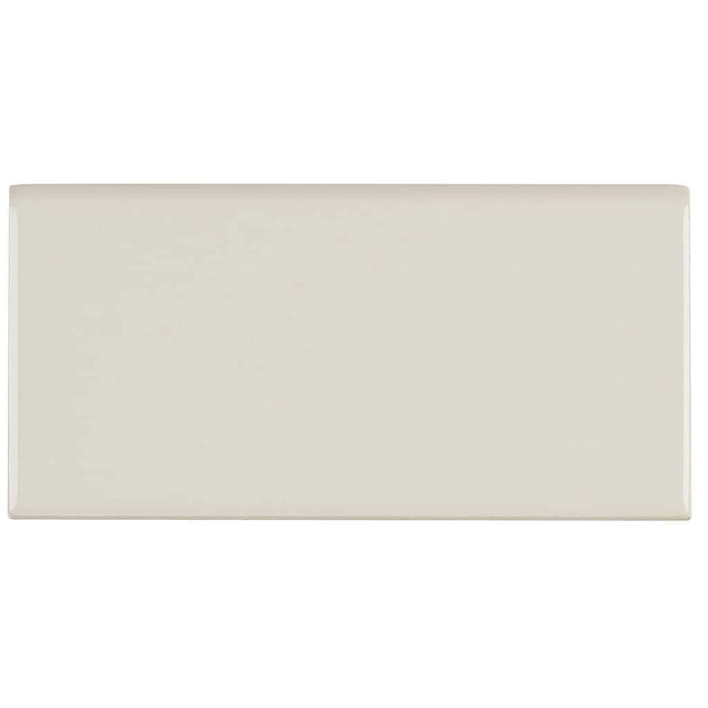 Classic Ceramic 3x6-inch Bullnose 6-inch side in Almond - 3x6