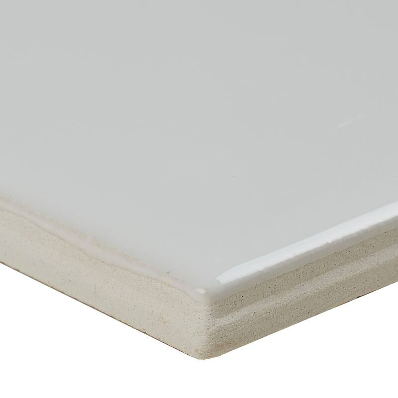 Classic Ceramic 3x6-inch Bullnose 3-inch side in White - 3x6