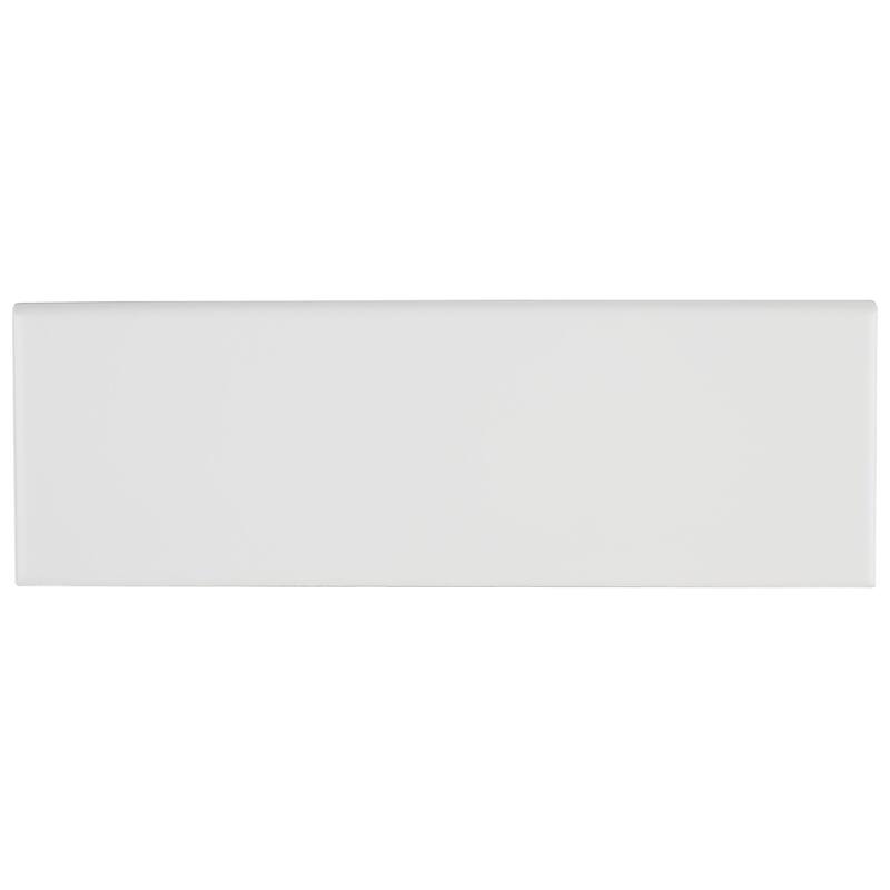 Sophisticated 4x12-inch Glazed Ceramic Bullnose 12-inch side in Matte Arctic White - 4x12