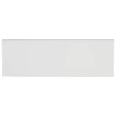 Sophisticated 4x12-inch Glazed Ceramic Bullnose 12-inch side in Matte Arctic White - 4x12
