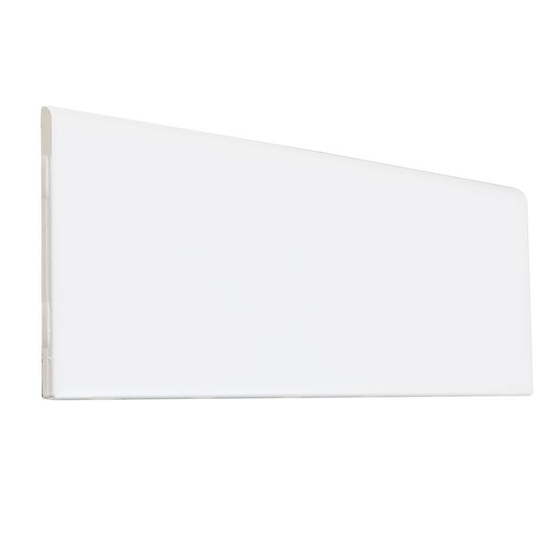 Sophisticated 4x12-inch Glazed Ceramic Bullnose 12-inch side in Matte Arctic White - 4x12