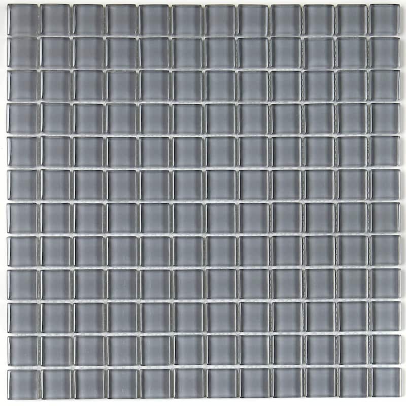 Glass Mosaic 1x1-inch Accent Tile in Classic Solid Smoked Pearl - 12x12